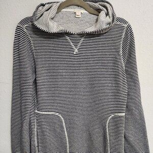 J Crew Casual Relaxed Cotton Hoodie Striped Navy Size Small